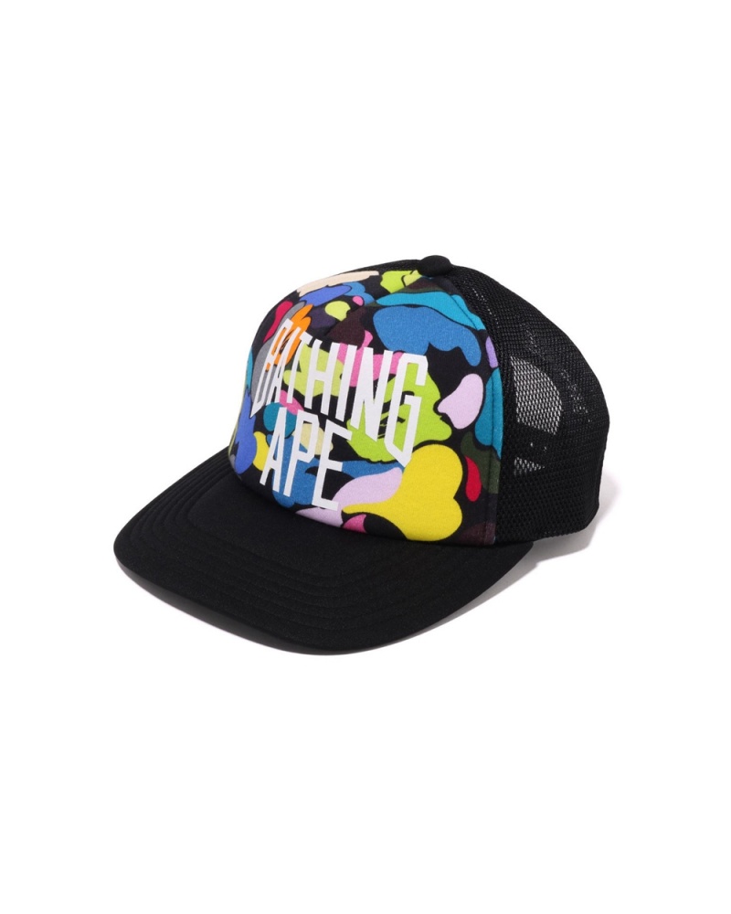 Chapeaux Bape Multi Camo NYC Logo Mesh Noir Homme | BNZ-49956026